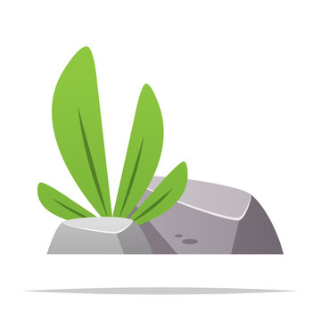 Rocks with grass decorative vector isolated illustration