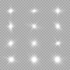 Fototapeta premium Glow effect. Star sparkles on a transparent background. Vector illustration. the sun