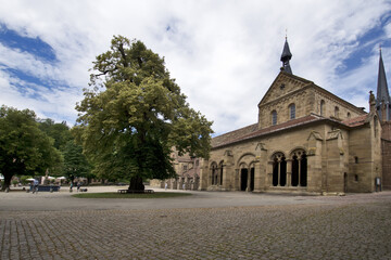 Fototapeta premium Maulbronn Monastery from outside, Germany: is a former Cistercian abbey and one of the best-preserved in Europe, was named a UNESCO World Heritage Site in 1993.