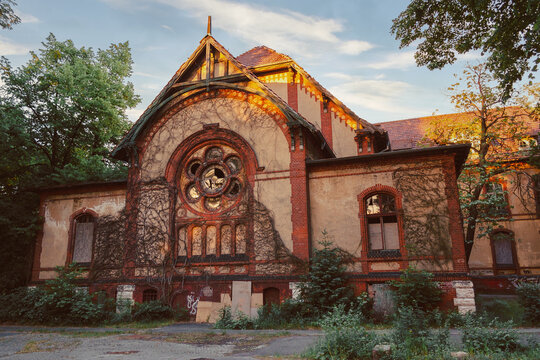 BEELITZ - 25 MAY 2012: Abandoned hospital and sanatorium Beelitz Heilstatten near Berlin, Beelitz, Germany