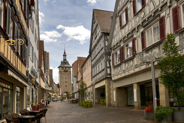 Marbach, Germany: old town in the birthplace of Friedrich Schiller - obrazy, fototapety, plakaty