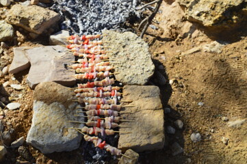Grilled meat in the open air