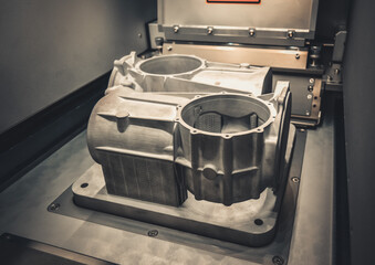 Model with supports created in laser sintering machine stays in