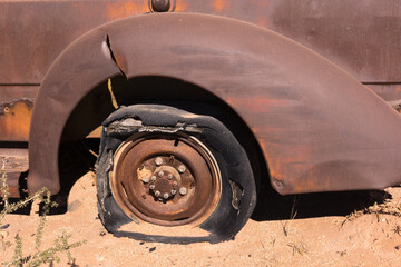 The end of the line,  a flat tire