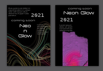 Flyer Layout with Bright Gradient Terranion Shape and Glow Net