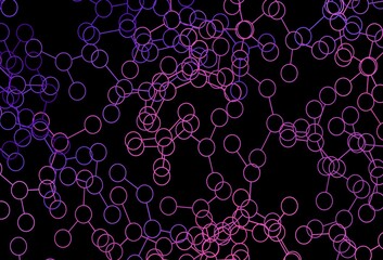Dark Purple, Pink vector pattern with artificial intelligence network.