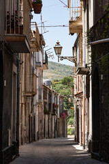 Narrow alley in downtown Randazzo, Sicily, Italy