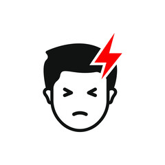 Headache icon flat style. Migraine symbol concept isolated on white background. Vector illustration