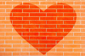 Fondo de pared de ladrillo abstracto con corazón de amor para poner frases o usar como papel tapiz...