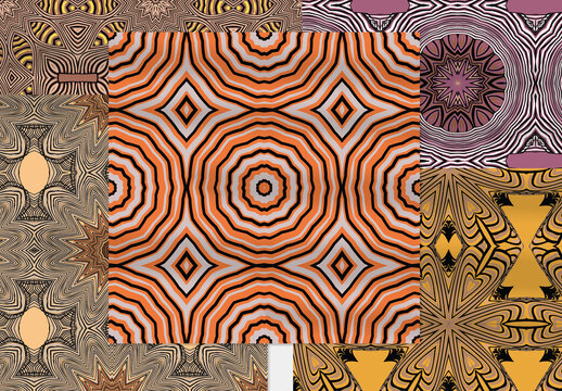 Seamless Pattern Collection with Ethic Mandala Motif