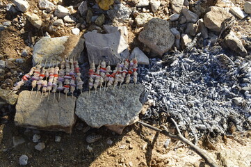 Grilled meat in the open air