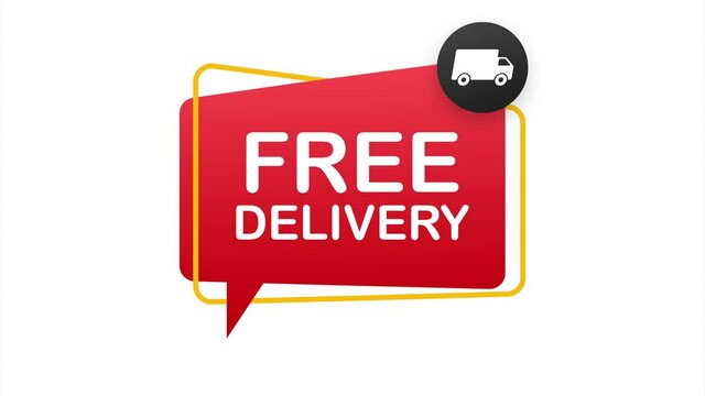 Free delivery. Badge with truck. stock illustrtaion.