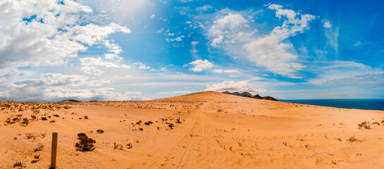Beautiful desert on Fuerteventura Island, Canary , Spain.
