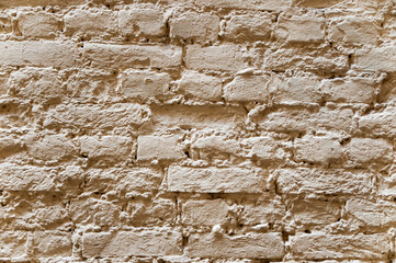 old brick white wall, closeup