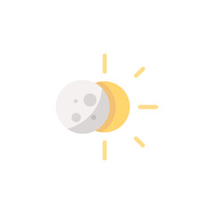 Sun eclipse. Flat icon. Isolated weather vector illustration