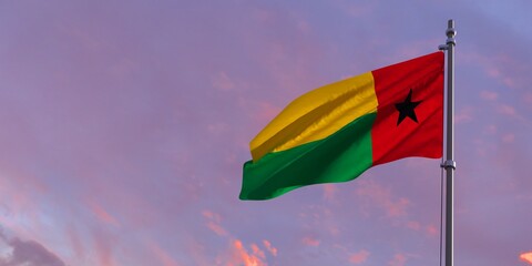 3d rendering of the national flag of the Guinea Bissau