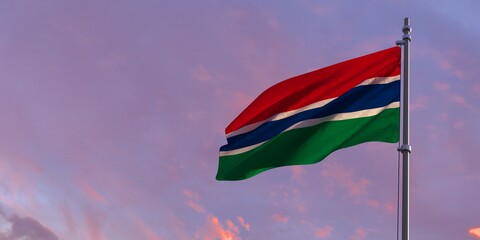 3d rendering of the national flag of the Gambia