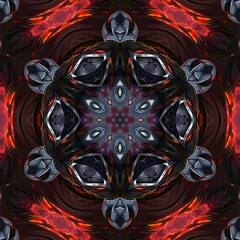 Naklejka premium This is an Illustration abstract kaleidoscope with design art, wall art, unique, and backdrop.Its very perfect for batik pattern, bohemian, wall art, mirror frame, backdrop, carpet design, tapestry.