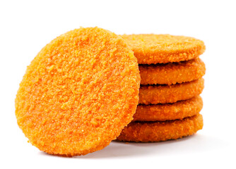 Round cutlets semi-finished product on a white background. Isolated