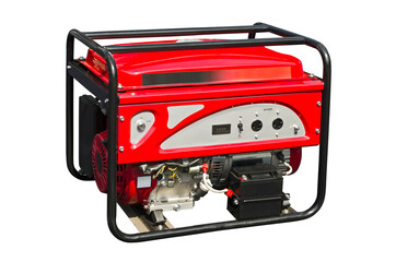 Small modern portable gasoline generator isolated on a white background