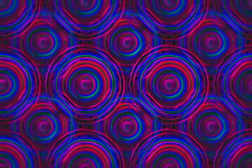 Bright pattern of pink and purple rings. Abstract digital background and texture	