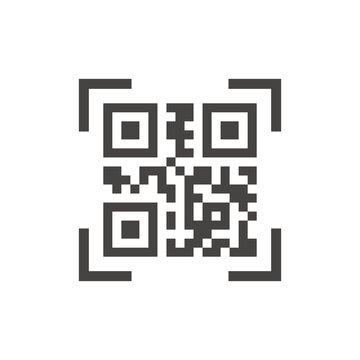 Qr Code Scan Black Vector Icon. Qr Scanner Glyph Symbol.