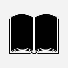 Vector graphics, open book icon. Flat design.