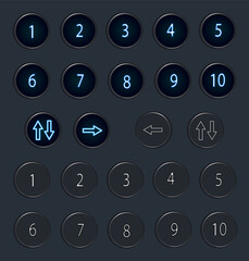 A variant of the elevator button design with neon lighting.