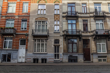 Fototapeta na wymiar Buildings in Saint-Gilles municipality in Brussels, capital of Belgium