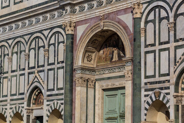 Fototapeta na wymiar Detail of Santa Maria Novella church in Florence, Italy
