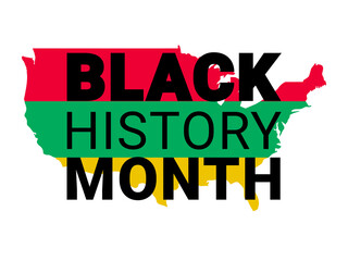 Black History Month. Vector African American History, USA map Design Element