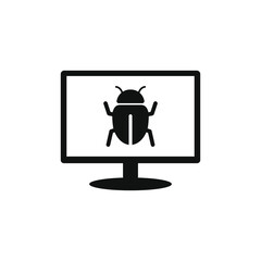 Computer bug icon flat style isolated on white background. Vector illustration