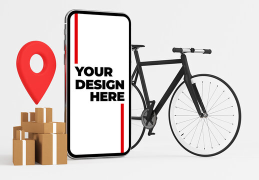 Smartphone Mockup with Delivery Rider Elements