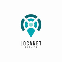 Pin Location Network Signal Wifi Logo Vector Template