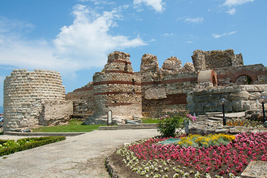 Ruins of old historical centre of the town Nesebar, Bulgaria.