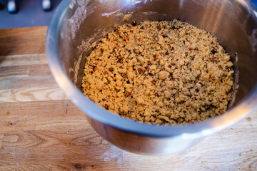 Streusel topping in a bowl