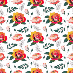 Naklejka premium Abstract roses seamless pattern. Pastel colour design.