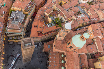 Aerial view of Church of Saints Bartholomew and Cajetan in Bologna, Italy