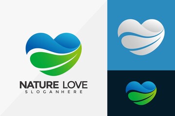 Nature Love Logo Design, Brand Identity Logos Designs Vector Illustration Template