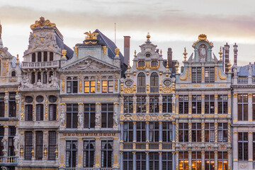 Fototapeta premium Old houses at the Grand Place (Grote Markt) in Brussels, capital of Belgium
