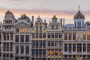 Fototapeta na wymiar Old houses at the Grand Place (Grote Markt) in Brussels, capital of Belgium