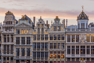 Old houses at the Grand Place (Grote Markt) in Brussels, capital of Belgium