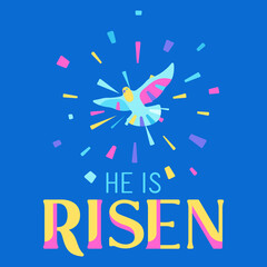 He is risen. Happy Easter greeting card.
