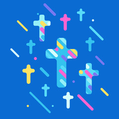 Happy Easter illustration with crosses.