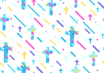 Happy Easter seamless pattern with crosses.