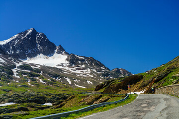 Fototapeta premium Passo Gavia, mountain pass in Lombardy, Italy, at summer