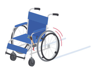 車いすのイラスト_ブレーキかけ忘れて動いちゃった