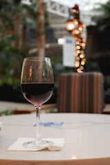 glass of wine on a table 