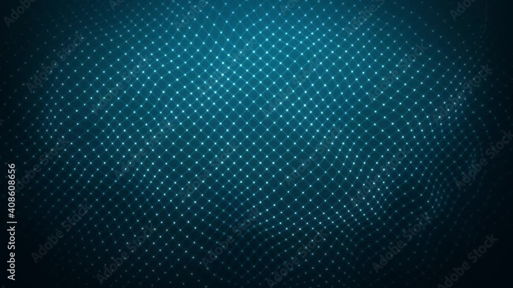 Poster abstract glowing mesh waving fx with lens background loop/ 4k animation of an abstract fractal backg
