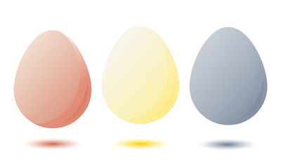 Set of realistic eggs on white background. Easter collection. Vector illustration.